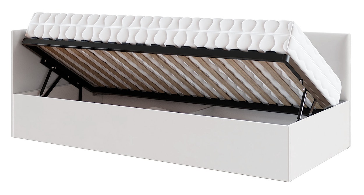 Łóżko młodzieżowe 90x200 cm Pixxel uniwersalne stelaż metalowy kremowe welur  - zdjęcie 4
