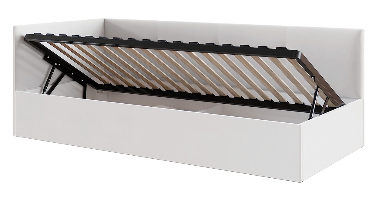 Łóżko młodzieżowe 90x200 cm Pixxel uniwersalne stelaż metalowy kremowe welur  - zdjęcie 5
