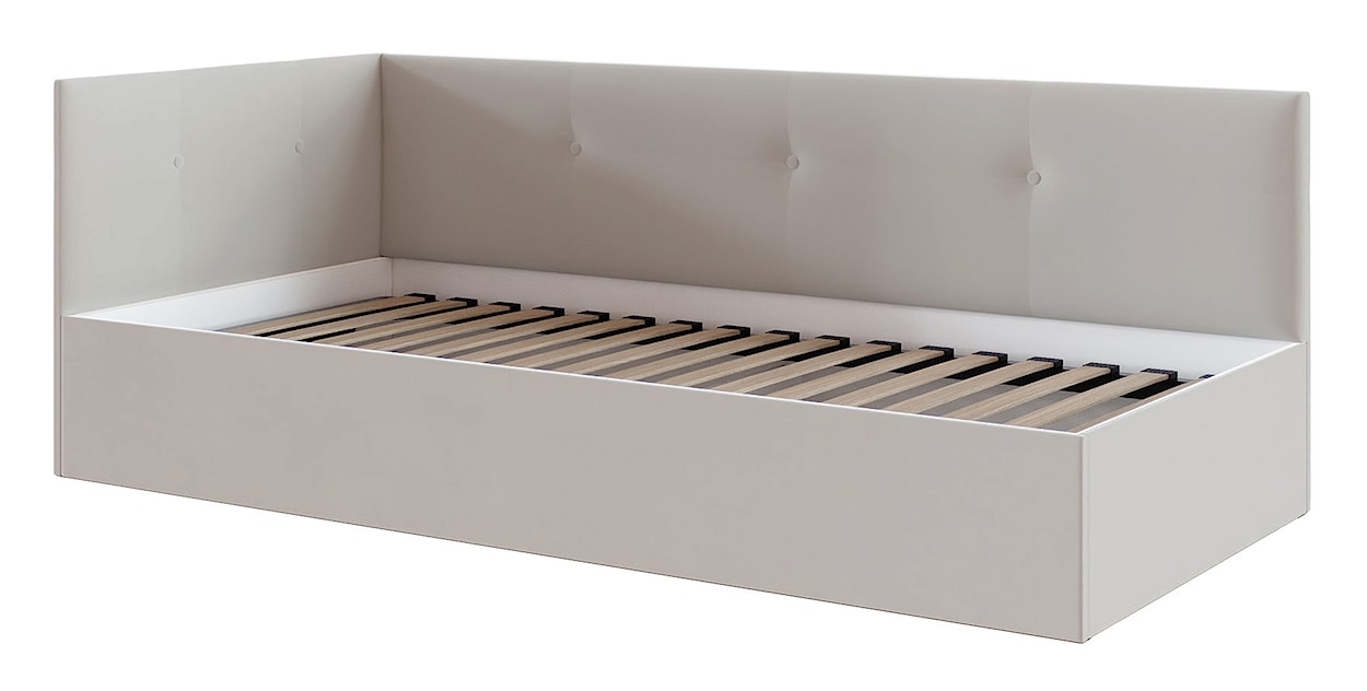 Łóżko młodzieżowe 90x200 cm Pixxel uniwersalne stelaż metalowy jasnobeżowe welur  - zdjęcie 6
