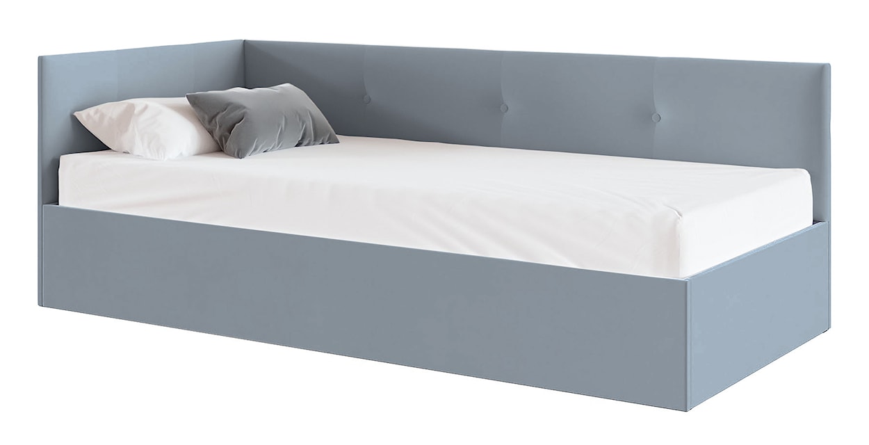 Łóżko młodzieżowe 90x200 cm Pixxel uniwersalne stelaż metalowy szare welur