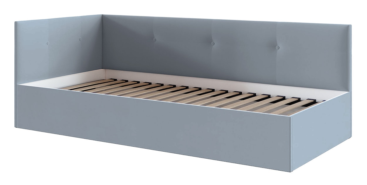 Łóżko młodzieżowe 90x200 cm Pixxel uniwersalne stelaż metalowy szare welur  - zdjęcie 6