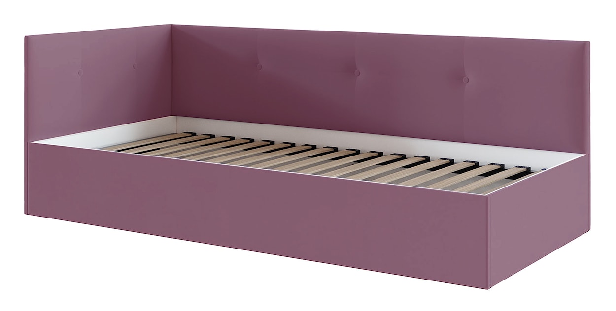 Łóżko młodzieżowe 90x200 cm Pixxel uniwersalne stelaż metalowy różowe welur  - zdjęcie 6