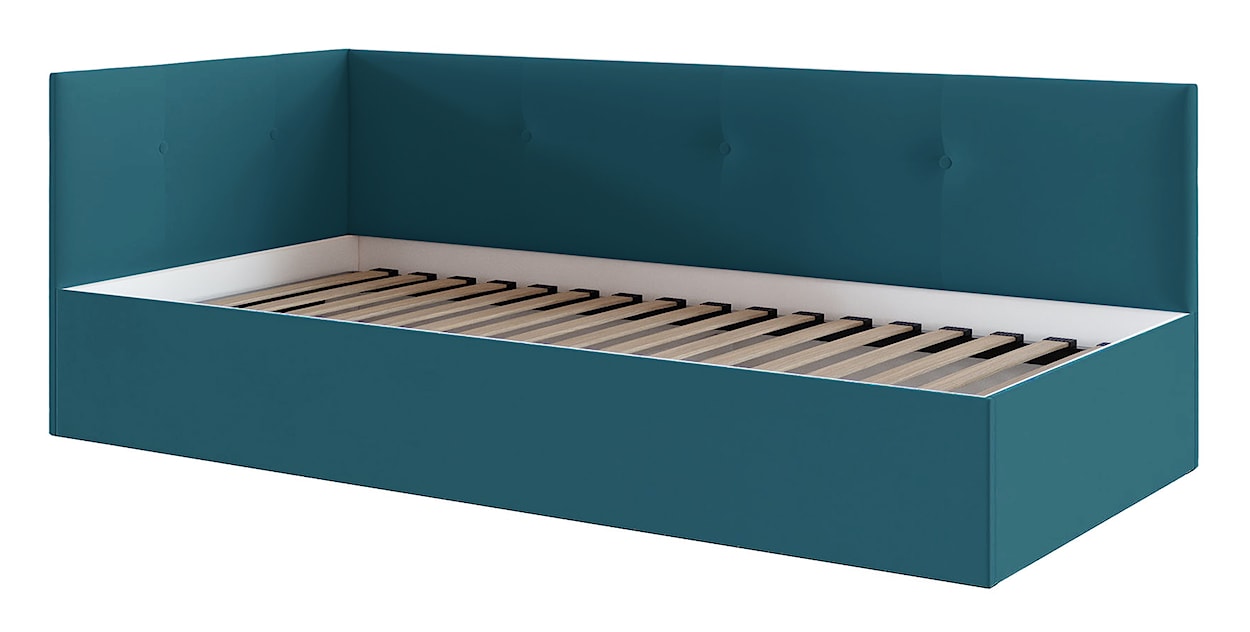 Łóżko młodzieżowe 90x200 cm Pixxel uniwersalne stelaż metalowy turkusowe welur  - zdjęcie 6