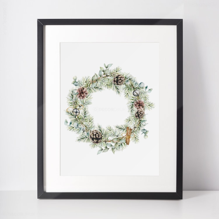 Plakat świąteczny Winter 30x40 cm wianek z szyszkami 