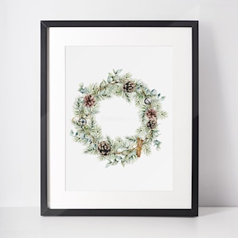 Plakat świąteczny Winter 30x40 cm wianek z szyszkami