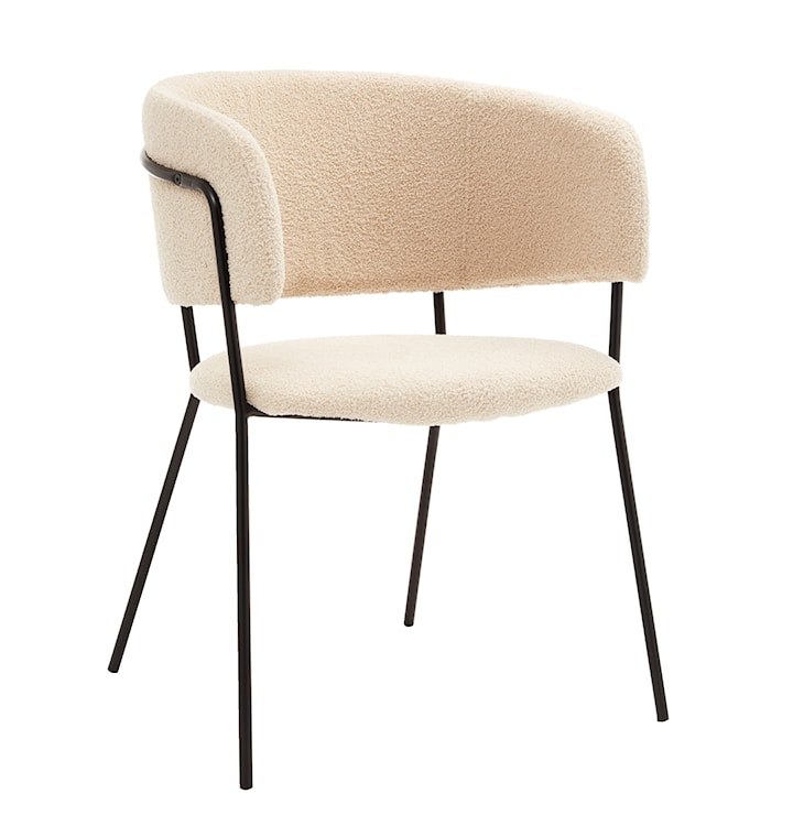 Krzesło tapicerowane Prools w tkaninie boucle kremowe/ czarna podstawa