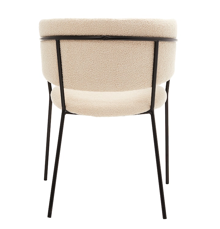 Krzesło tapicerowane Prools w tkaninie boucle kremowe/ czarna podstawa  - zdjęcie 2