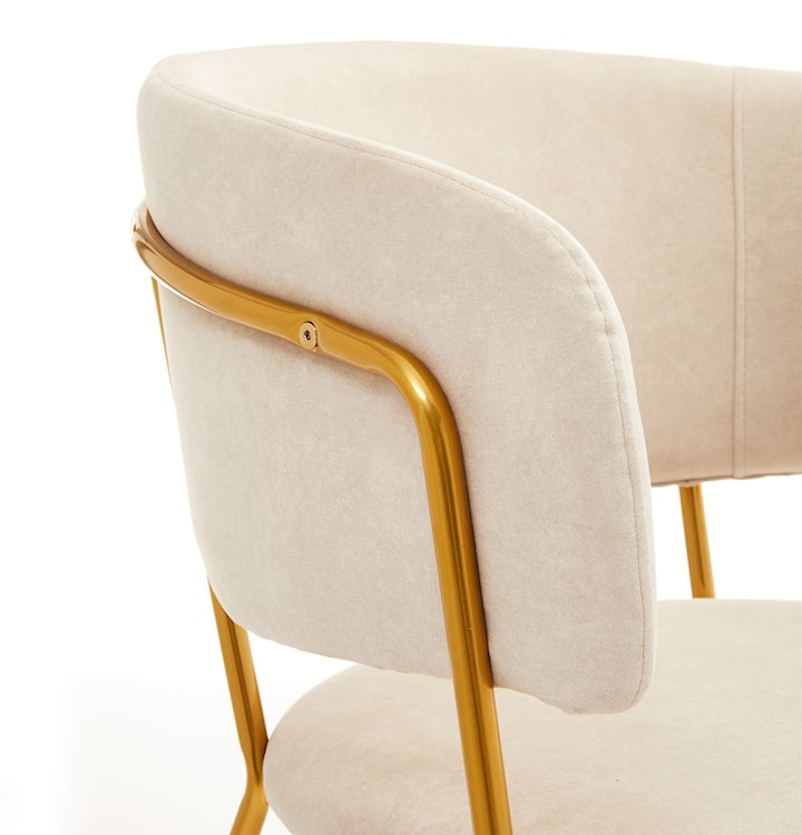 Krzesło tapicerowane Prools beżowe/ złota podstawa  - zdjęcie 6