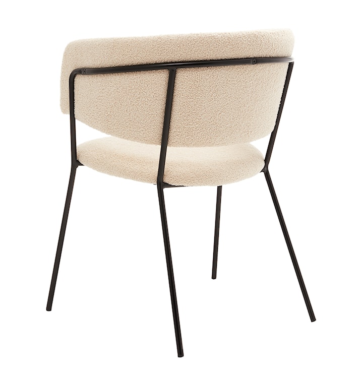 Krzesło tapicerowane Prools w tkaninie boucle kremowe/ czarna podstawa  - zdjęcie 6