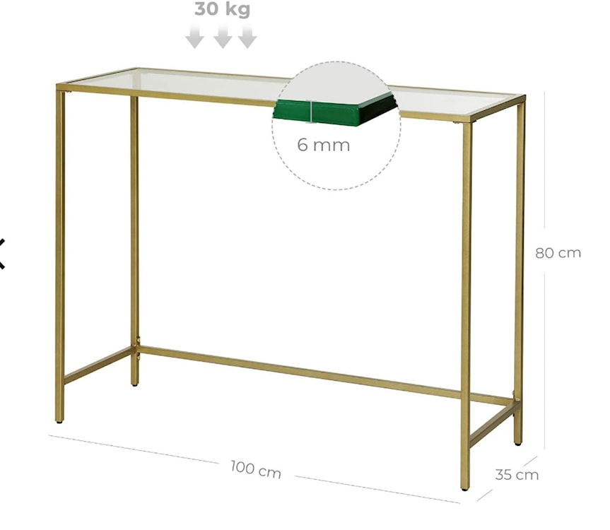 Konsola do przedpokoju Quistle 100x35 cm złota  - zdjęcie 6