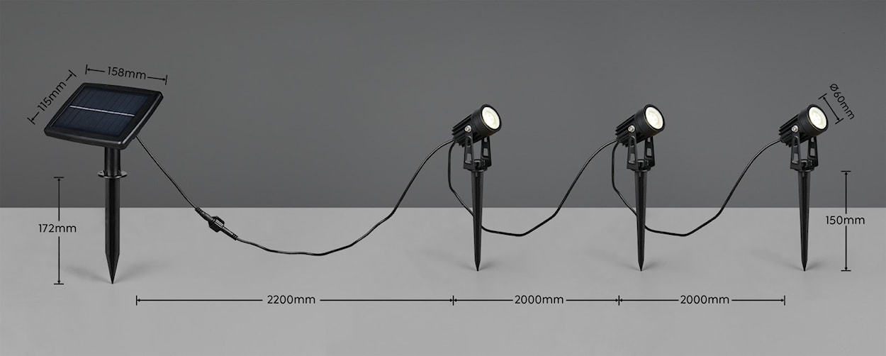 Lampy ogrodowe Obidos LED solarne czarne  - zdjęcie 3