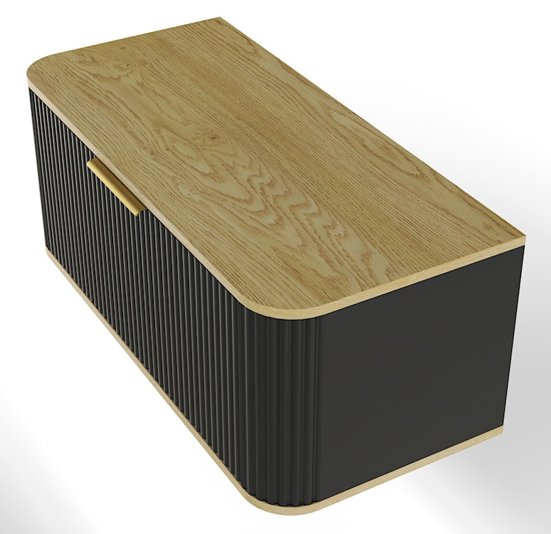 Szafka pod umywalkę Rivela z szufladą i ryflowanym frontem 80 cm czarny/dąb  - zdjęcie 6