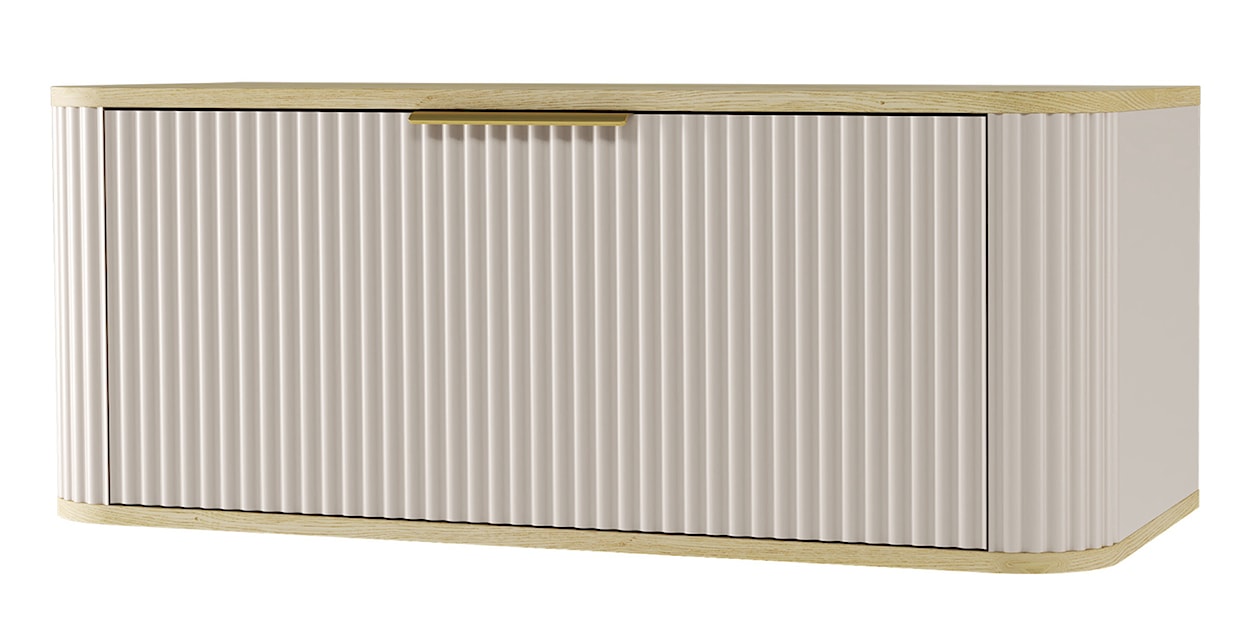 Szafka pod umywalkę Rivela z szufladą i ryflowanym frontem 80 cm kaszmir/dąb