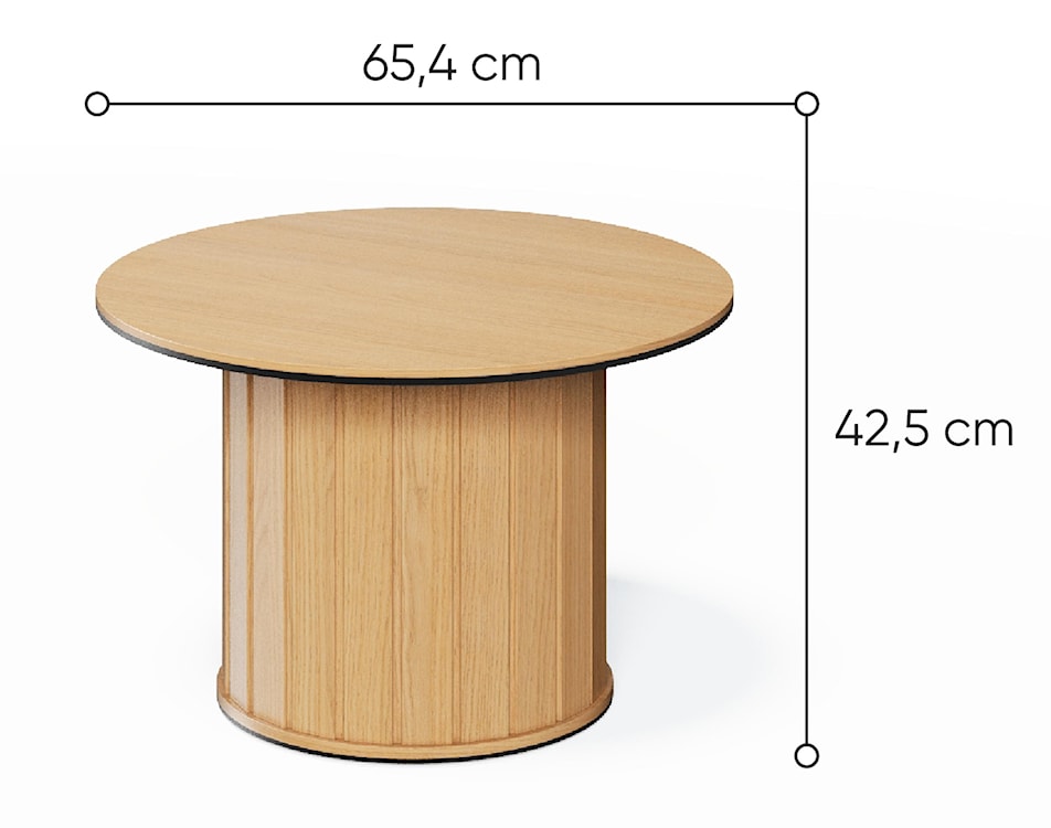 Stolik kawowy Rotto z ryflami okrągły 66 cm dąb vincenza  - zdjęcie 5