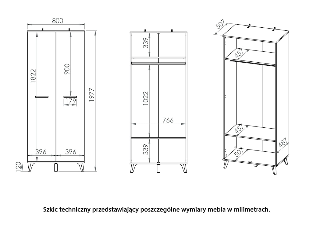 Szafa dwudrzwiowa Tumilssy 80 cm biała/biały połysk  - zdjęcie 5