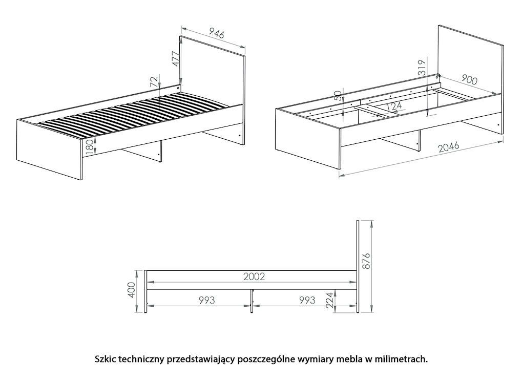 Łóżko Rettio 90x200 cm białe/buk Fjord  - zdjęcie 4