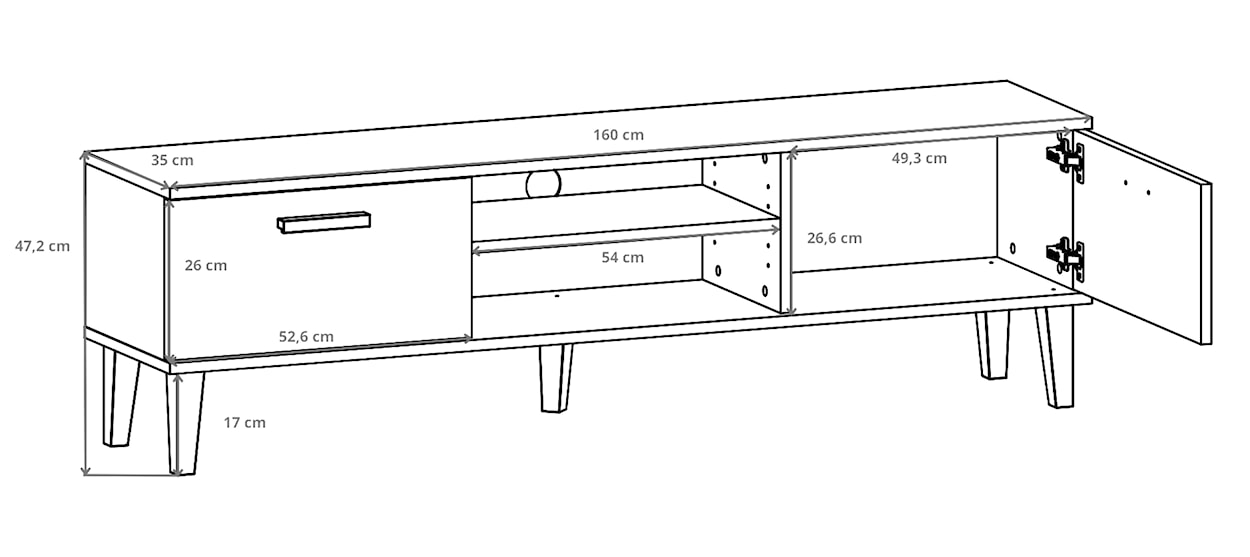 Szafka RTV Sakena 160 cm szara  - zdjęcie 9