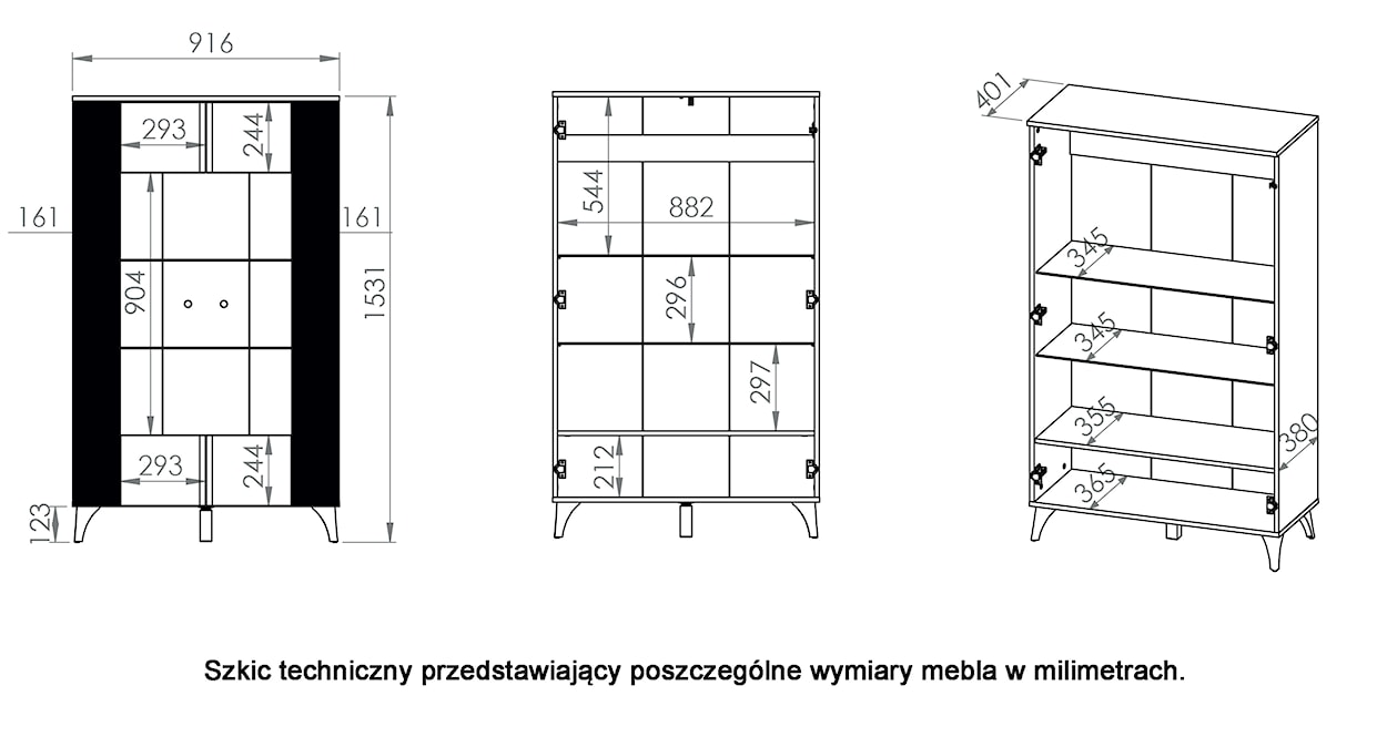 Witryna dwudrzwiowa Mogalla 91,6 cm Biała / Biały połysk  - zdjęcie 9