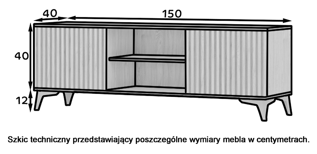 Szafka RTV dwudrzwiowa Avelana 150 cm dąb artisan lamele  - zdjęcie 8