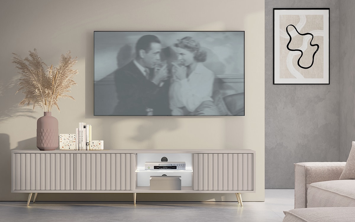 Szafka RTV Bello z lamelowymi frontami 175 cm kaszmir  - zdjęcie 3