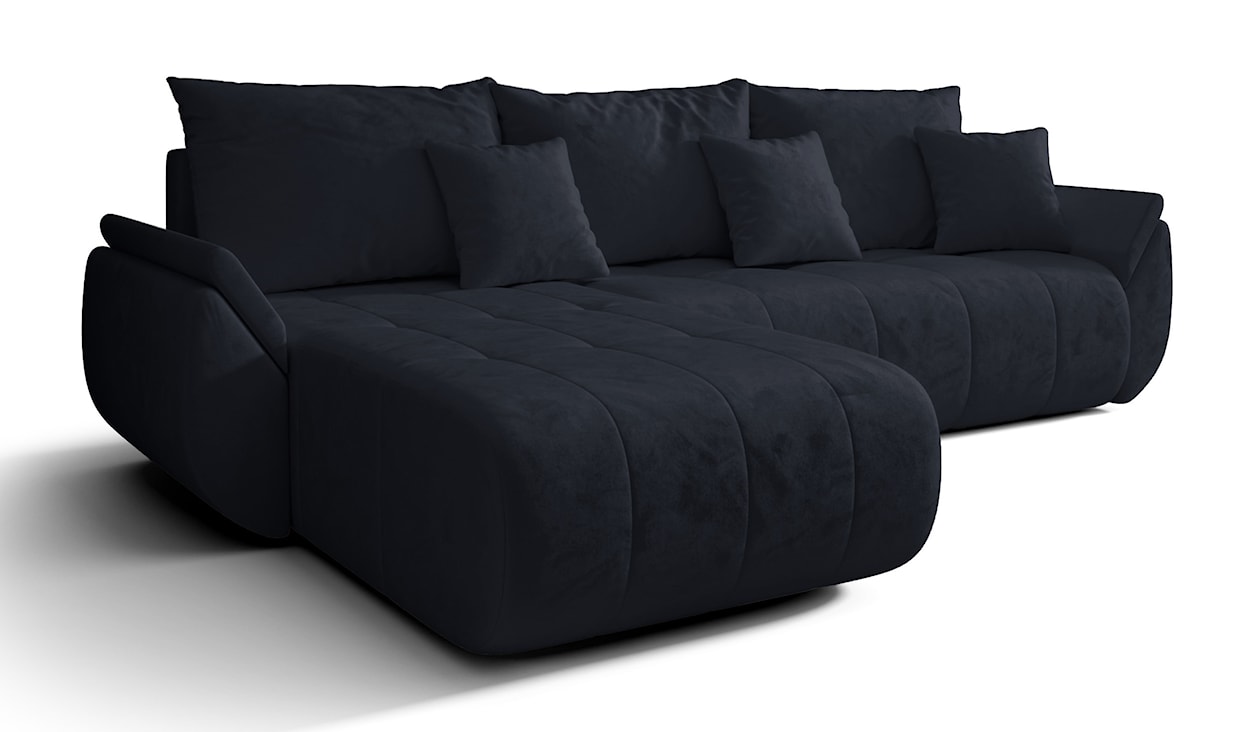 Narożnik z funkcją spania Romuldi L-kształtny lewostronny z pojemnikiem antracytowy welur hydrofobowy  - zdjęcie 5