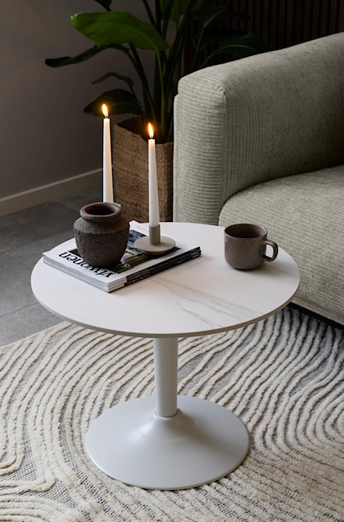 Stolik kawowy Roshly 60 cm biały z powłoką ceramiczną  - zdjęcie 2