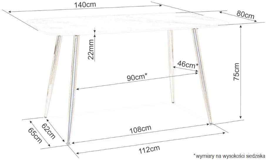 Stół do jadalni Uniffspres 80-140 cm biały marmur-złoty  - zdjęcie 3