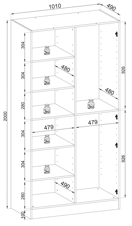 Szafa dwudrzwiowa Sandbox ze szklanym frontem 100 cm czarna  - zdjęcie 6