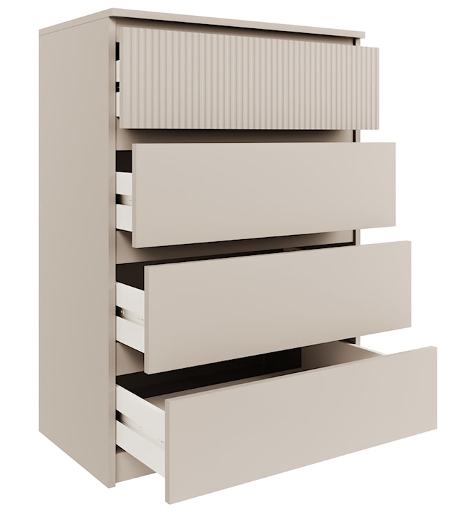 Komoda Sandia z czterema szufladami i ryflowanym frontem 70 cm kaszmir  - zdjęcie 3