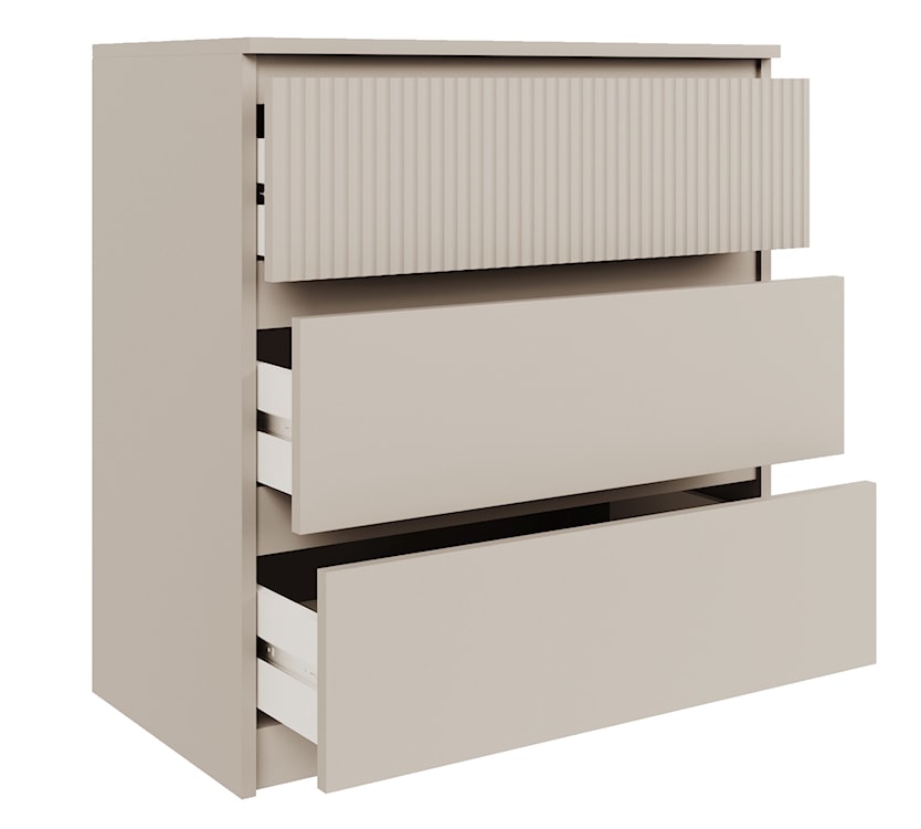 Komoda Sandia z trzema szufladami i ryflowanym frontem 70 cm kaszmir  - zdjęcie 3