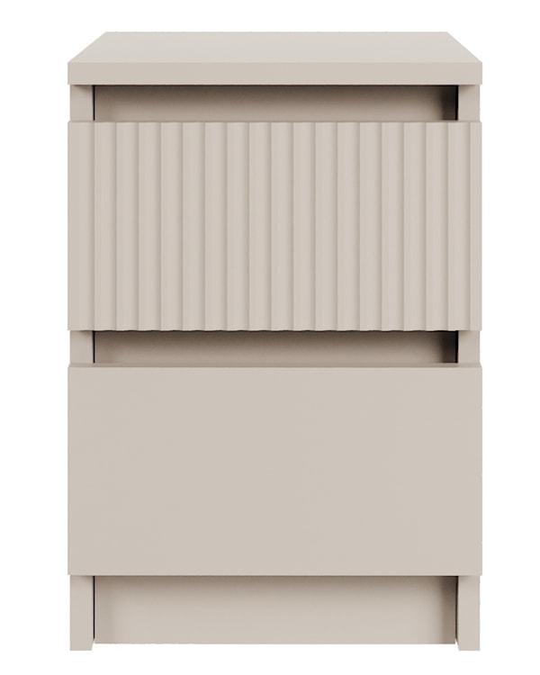 Szafka nocna Sandia z dwiema szufladami i ryflowanym frontem 30 cm kaszmir  - zdjęcie 4