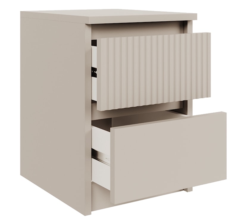 Szafka nocna Sandia z dwiema szufladami i ryflowanym frontem 30 cm kaszmir  - zdjęcie 3