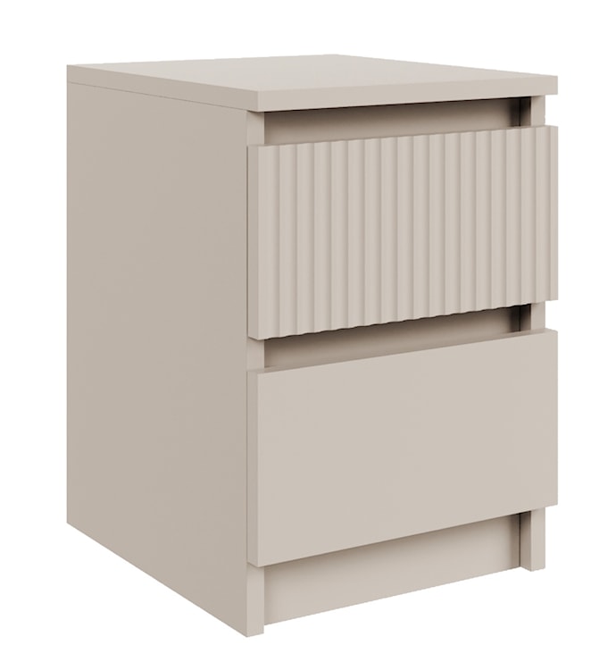 Szafka nocna Sandia z dwiema szufladami i ryflowanym frontem 30 cm kaszmir 