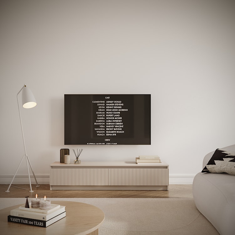 Szafka RTV dwudrzwiowa Sandia z ryflowanym frontem 139 cm kaszmir  - zdjęcie 2