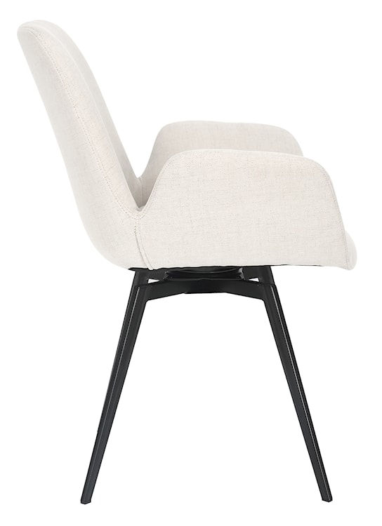 Krzesło tapicerowane obrotowe Halemal z podłokietnikami kremowy szenil  - zdjęcie 3