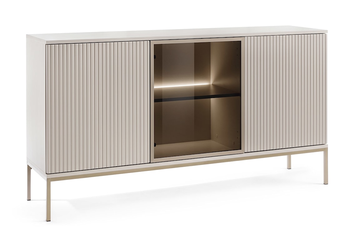 Komoda Tosena trzydrzwiowa z oświetleniem LED 154 cm Kaszmir 