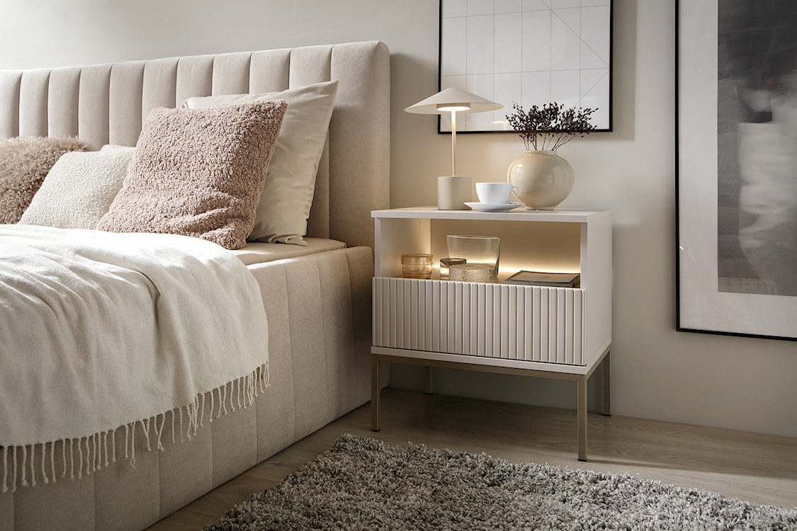 Szafka nocna Tosena z szufladą i oświetleniem LED 54 cm Kaszmir  - zdjęcie 2