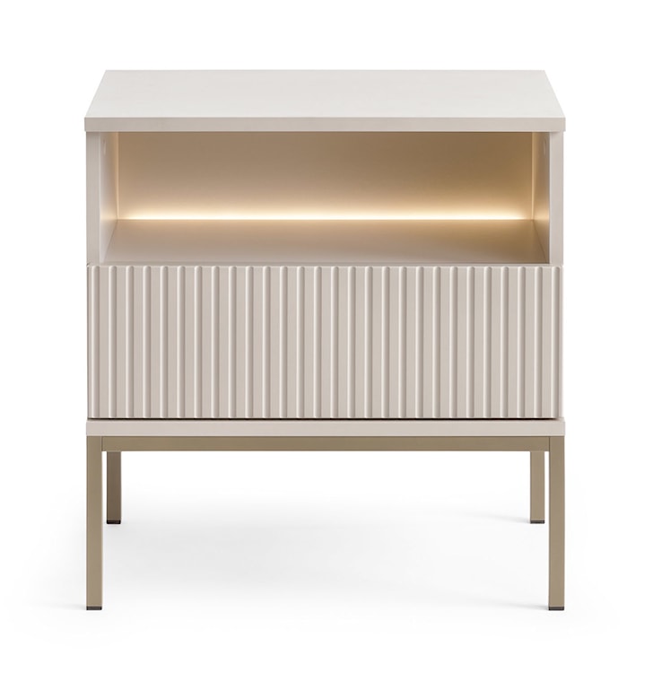 Szafka nocna Tosena z szufladą i oświetleniem LED 54 cm Kaszmir  - zdjęcie 3