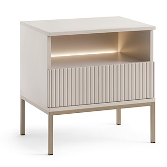 Szafka nocna Tosena z szufladą i oświetleniem LED 54 cm Kaszmir