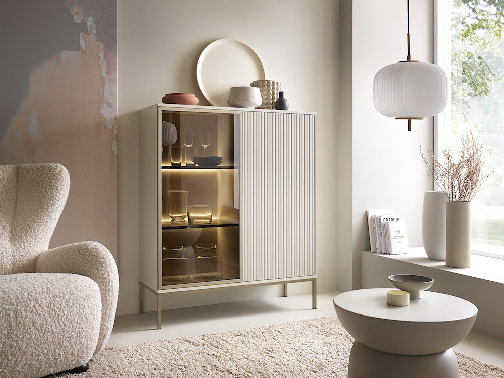 Witryna Tosena dwudrzwiowa z oświetleniem LED 104 cm Kaszmir  - zdjęcie 2