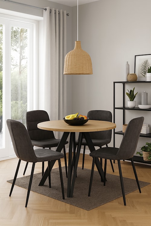 Stół rozkładany do jadalni Nuuvel 100-180x100 cm dąb artisan z czarnymi nogami  - zdjęcie 4