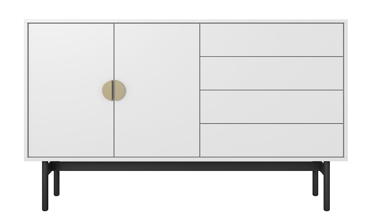 Komoda dwudrzwiowa Stoon z szufladami 154 cm Biała  - zdjęcie 4