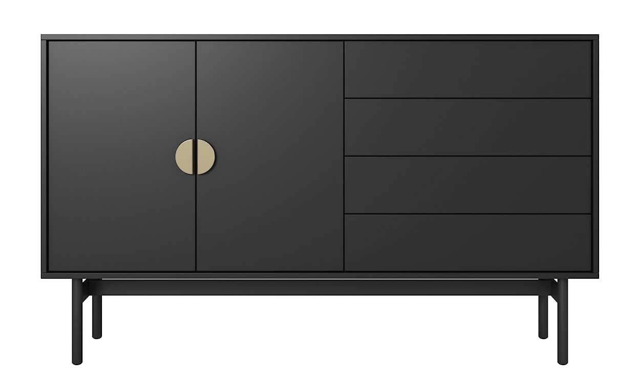 Komoda dwudrzwiowa Stoon z szufladami 154 cm Czarna  - zdjęcie 4