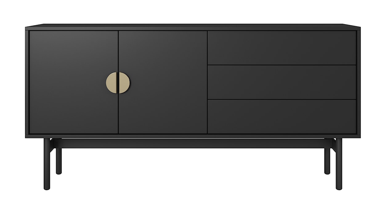 Szafka RTV Stoon z trzema szufladami 154 cm Czarna  - zdjęcie 4