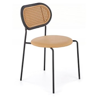 Krzesło z tworzywa Haplest technorattan/ekoskóra jasnobrązowe