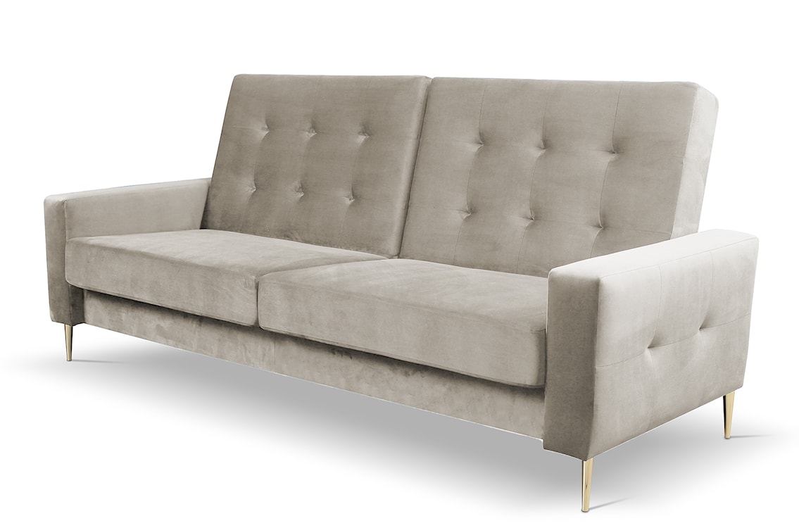 Komplet wypoczynkowy Santi sofa i dwa fotele kremowy w tkaninie hydrofobowej nogi złote  - zdjęcie 4