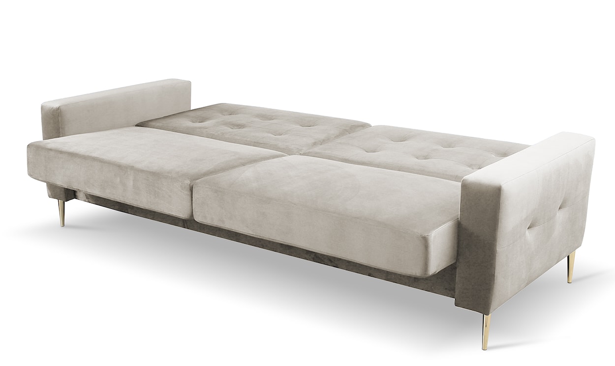 Komplet wypoczynkowy Santi sofa i dwa fotele kremowy w tkaninie hydrofobowej nogi złote  - zdjęcie 9