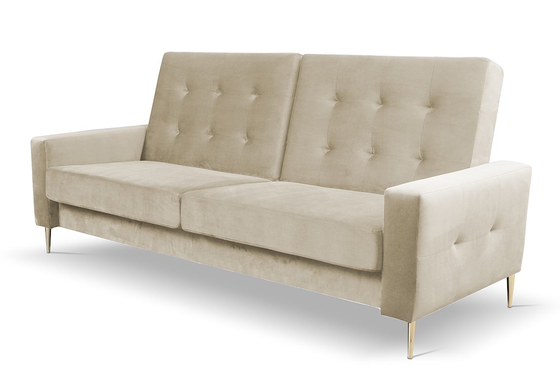 Komplet wypoczynkowy Santi sofa i dwa fotele jasnobeżowy w tkaninie hydrofobowej nogi złote  - zdjęcie 4