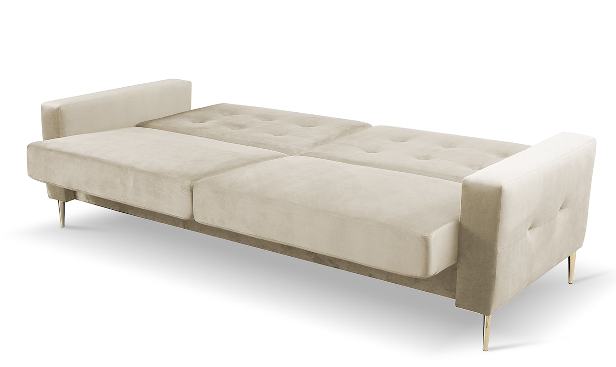 Komplet wypoczynkowy Santi sofa i dwa fotele jasnobeżowy w tkaninie hydrofobowej nogi złote  - zdjęcie 6