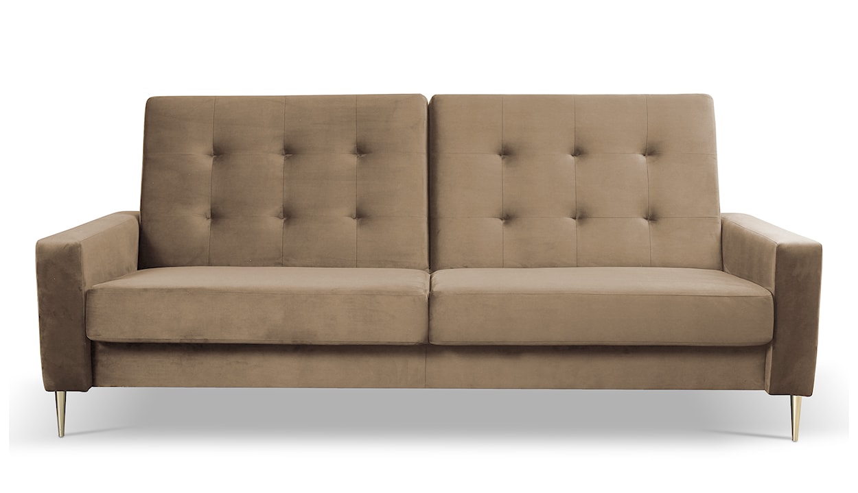 Komplet wypoczynkowy Santi sofa i dwa fotele beżowy w tkaninie hydrofobowej nogi złote  - zdjęcie 3